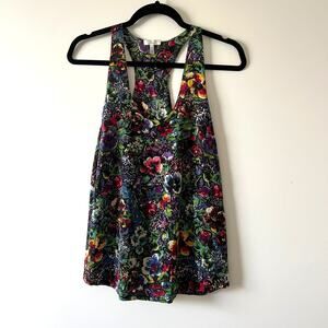 Joie Rainbow Floral Flowy Silk Tank Top Womens XS Hippie Boho Psychedelic